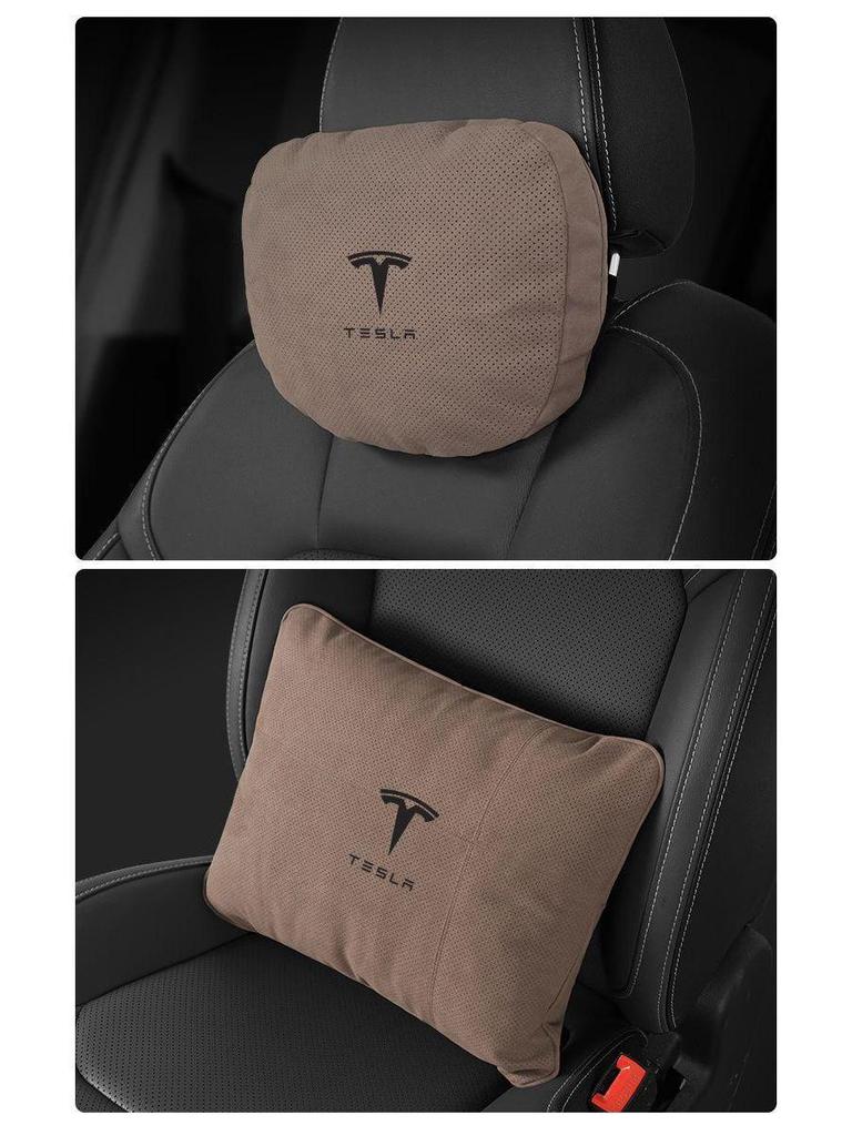 Tesla Model 3/Y Suede Maybach Headrests, Neck & Lumbar Supports