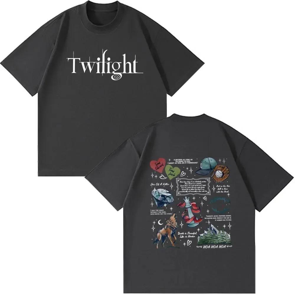 Twilight Movie Double Sided Tattoo Art Collage T-Shirt Saga Quotes Vintage White Unisex Women And Men T-shirts