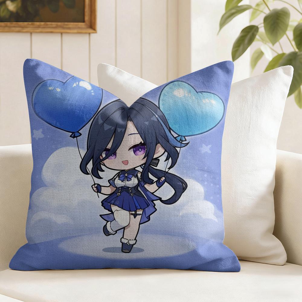 Game Genshin Impact Clorinde Cushion Cover Natural Linen Double Sided Print  Throw Pillow Case for Sofa Couch Home Decor