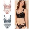 Französisches Sexy Spitzen-Dessous-Set, Ultra-dünnes BH-Set in Übergröße, Minimizer für großes Dekolleté, Anti-Hänge-Push-Up-BH-Set