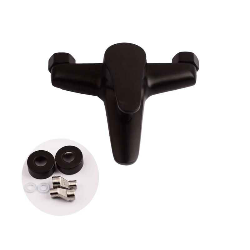 TLXT Black Wall-Mounted Dual-Outlet Shower Faucet