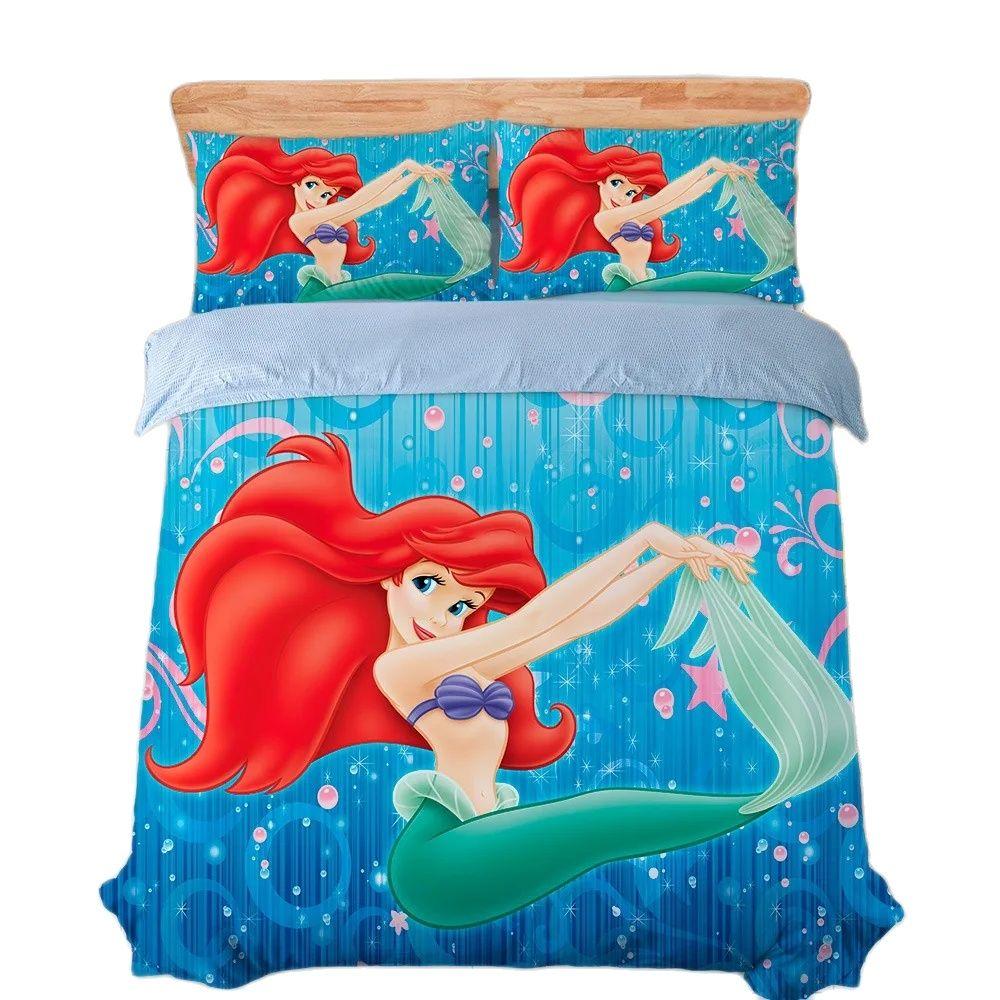Arielle Bettwäsche Set Cartoon 3D Gedruckt Prinzessin Ariel Bettbezug Kissenbezüge Bettdeckenbezug