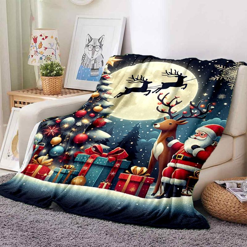 Cartoon Santa Claus Merry Christmas Snowman New Year Gift Soft Flannel Blanket for Beds Bedroom Sofa,Throw Blanket for Cover