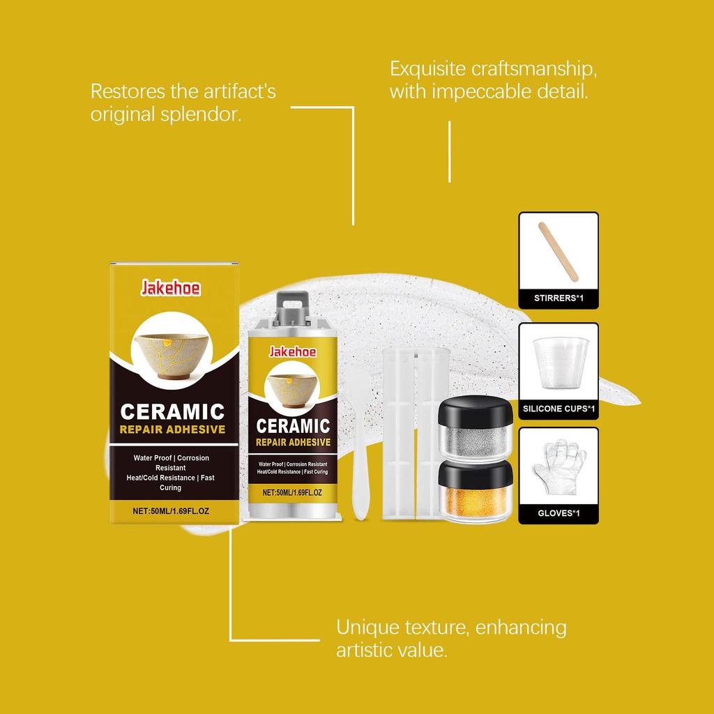 Professional Porcelain Repair Kit Strong Ceramic Glue Adhesive for Vases, Plates, Toilets Waterproof Repair for Chips & Cracks