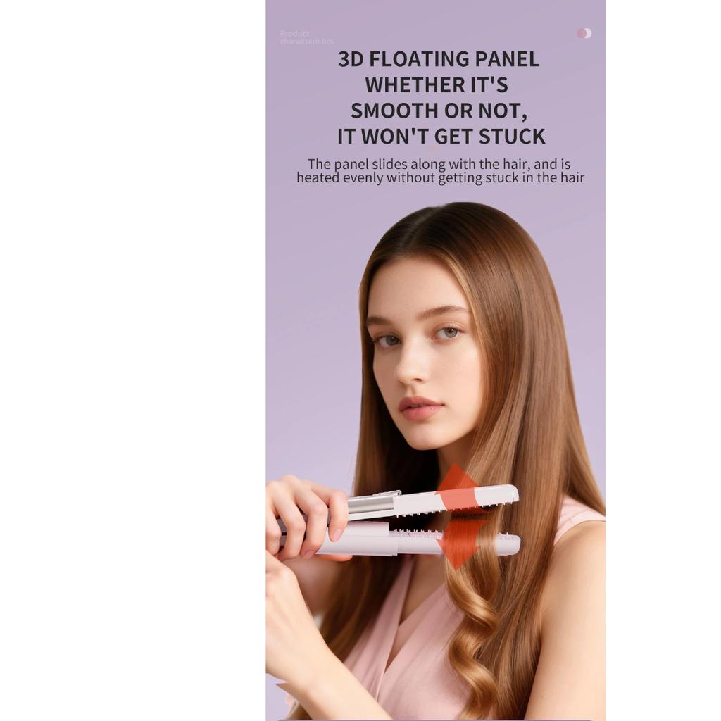 New Wireless Rechargeable Hair Straightener Comb, Portable Anti-Damage Hair Care Styling Brush for Home Travel Use