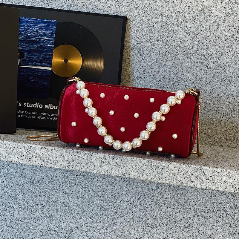 Niche pearl handbag women's autumn new shoulder underarm bag lady fashion pillow bag women