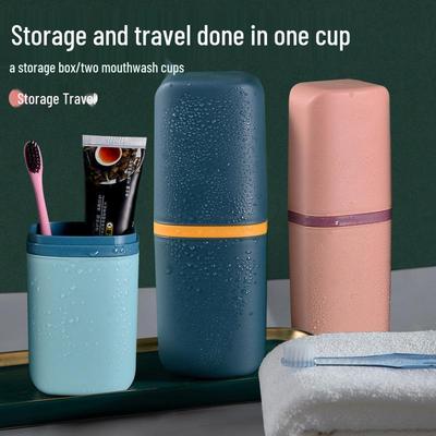 Portable Travel Toothbrush & Mouthwash Cup Set - Simple Household Storage for Couples
