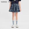 Balabala Girls' Sweet Plaid Skirt with Bow
