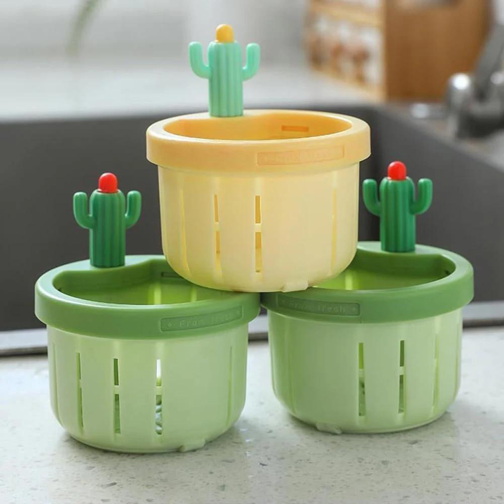 1PCS Kitchen Sink Drain Strainer with Cactus Shaped Handle Sink Soft Filter Trap Kitchen Food Slag Strainer Kitchen Accessories