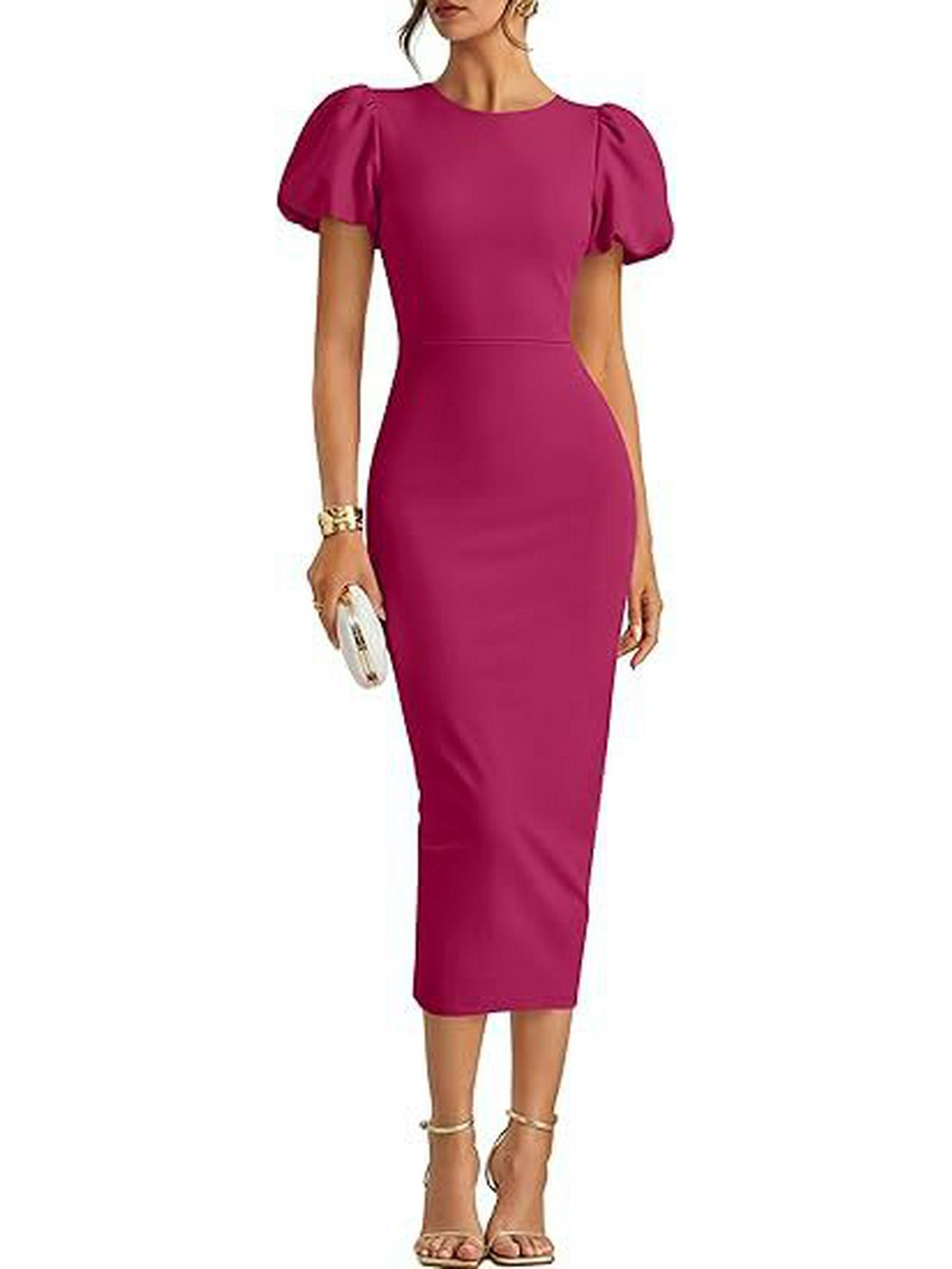 

2026 Elegant Slit Slim Fit Dress for Women XL рожевий червоний колір
