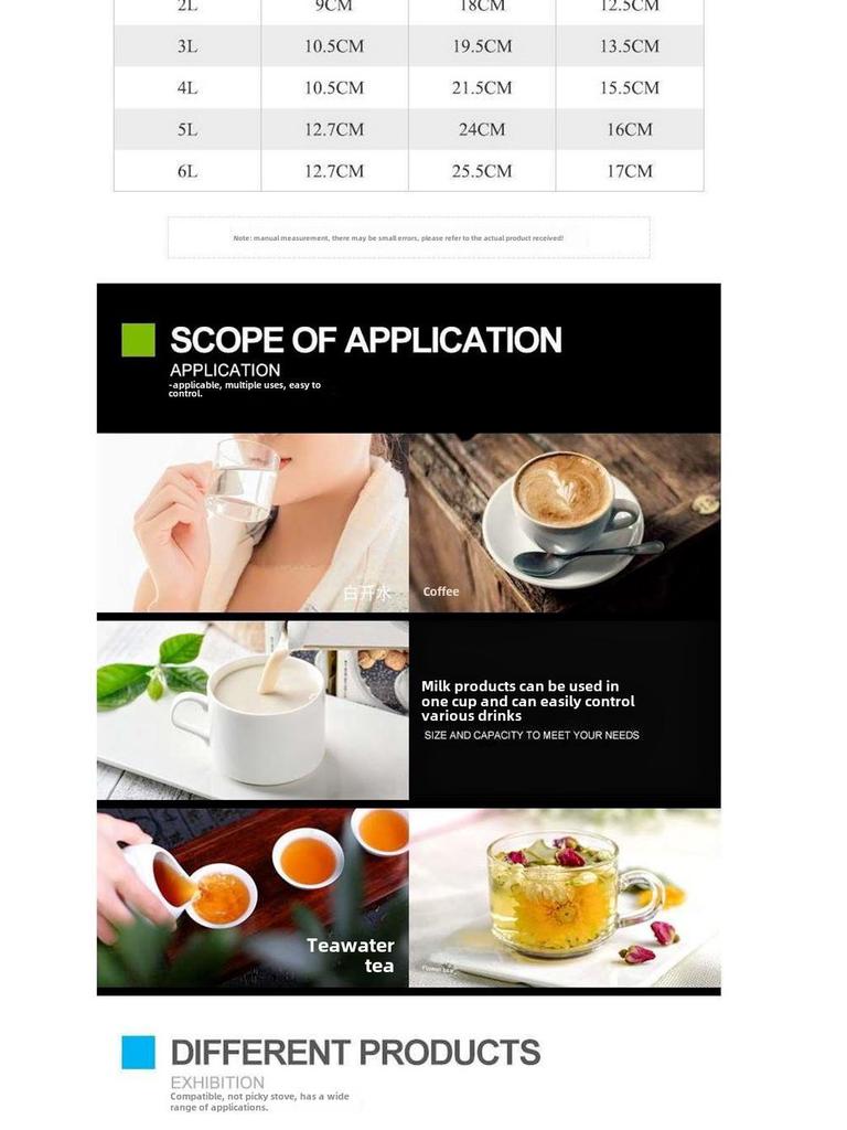 Fortykket rustfritt stål lydkjel for husholdningsgass- og induksjonskomfyrer, stor kapasitet