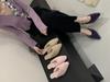 Fashion lamb fine heel hairy half slippers women's wear 2025 new spring, autumn and winter Korean version pointed lazy single shoes