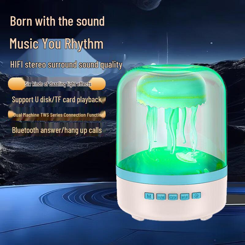 Dual TWS Bluetooth Speaker: Jellyfish Smart Colorful Sound USB Flash Drive Compatible