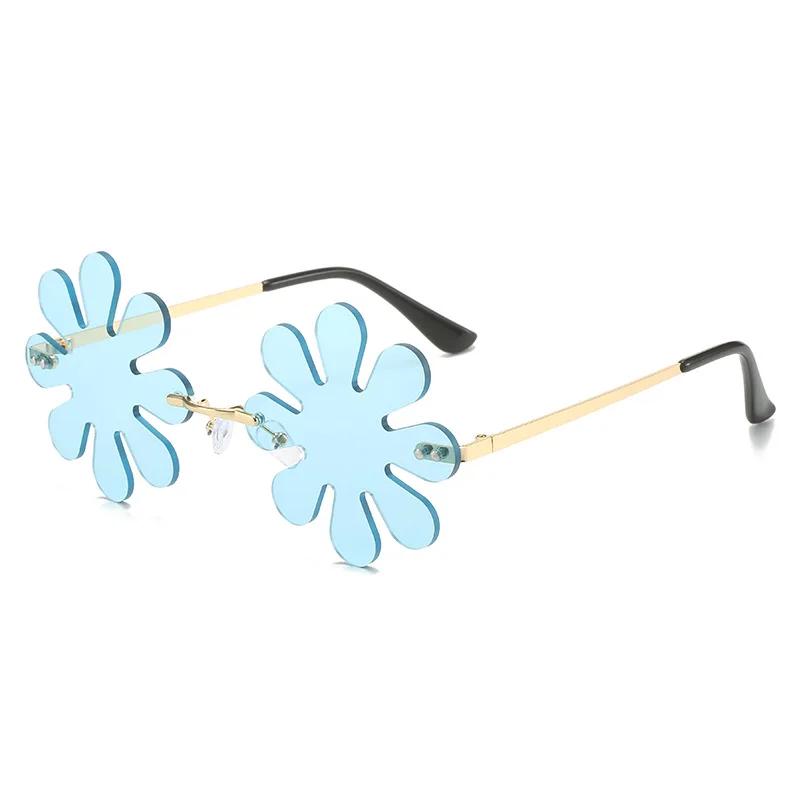Flower Shaped Sunglasses Women Boho Fashion Sun Glasses Ladies Rimless Flower Lens Funny Beach Party Glasses Summer Sunglasses