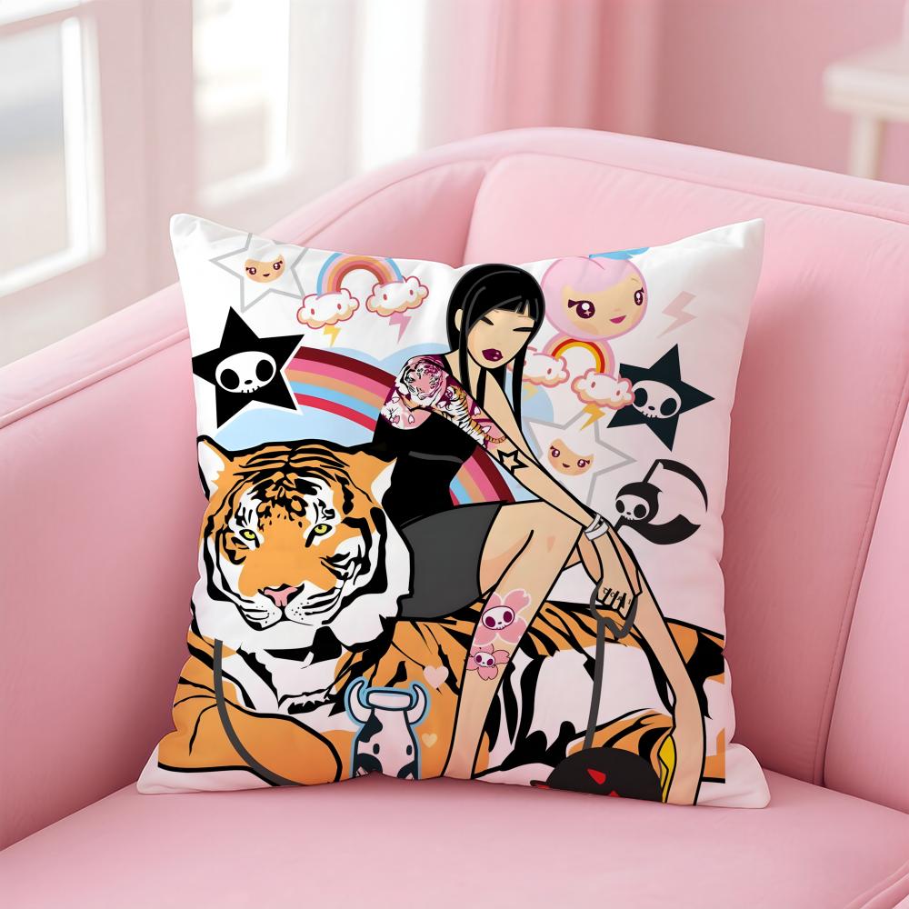 T-Tokidoki Cushion Cover Home & Car Multi-Scene Pillow Cover - Reversible, Soft & Durable for Daily Use
