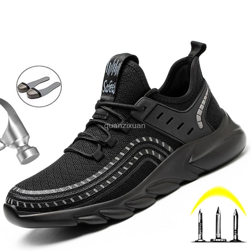 Fashion Steel Toe Safety Shoes Lightweight Men Work Safety Boots Anti-puncture Work Boots Man Anti-smash Industrial Shoes Big Size 49 50