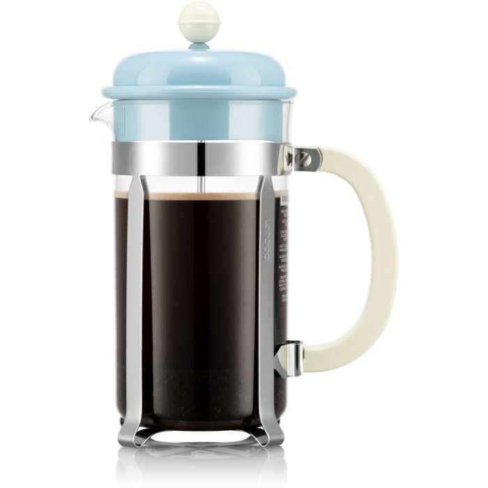 Cafetiere a piston avec verseuse - BODUM - Caffettiera - En verre - 8 tasses - 1 L - Bleu