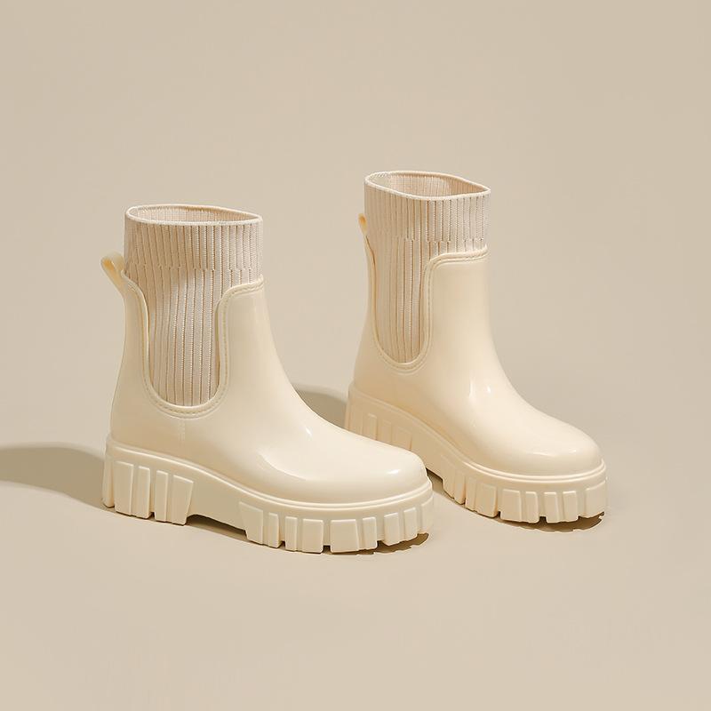 New fashion British rain shoes women's versatile outer wear sea-catching non-slip water shoes thick-soled wear-resistant rain boots rubber shoes women