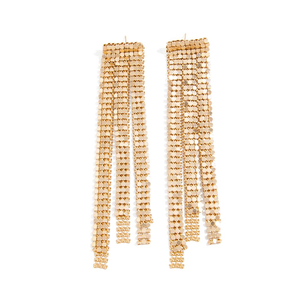 SHIXIN Luxury Metal Sequin Tassel Drop Earrings Women Exquisite Shiny Geometric Long Pendant Earrings Party Jewelry Accessories