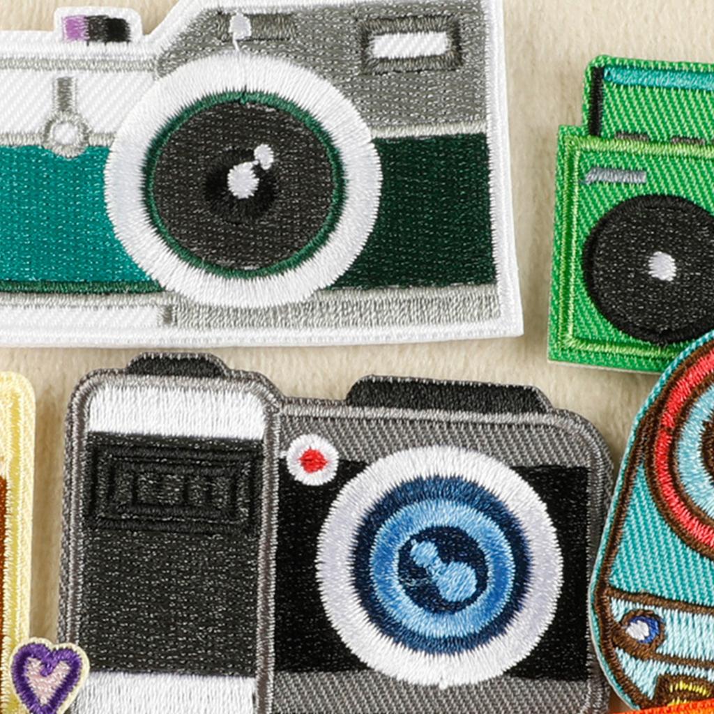 8 Pcs Cartoon Camera Iron On Patches Clothing Patches Colorful Repair Patches Embroidery Patches for Bag Decoration