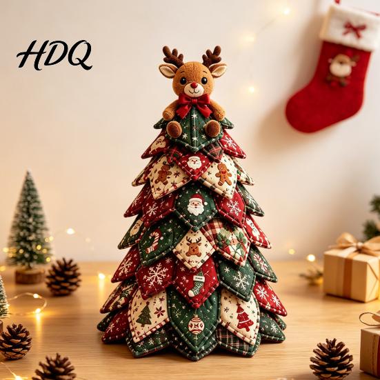 Festive DIY Projects for Holidays Quilted Fabric Christmas Tree Craft Kit Vintage Patchwork Sewing Set Unique Handmade Presents Tabletop Decor Xmas