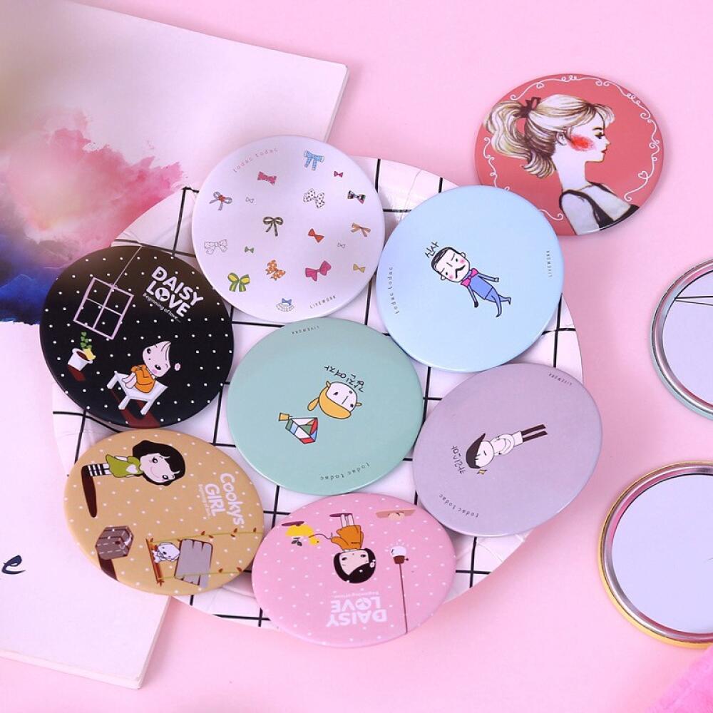 Mini Cute Cartoon Pattern Portable Pocket Makeup Mirror,Compact Cosmetic Small Mirror Design,For Girls Women Daily Makeup Travel