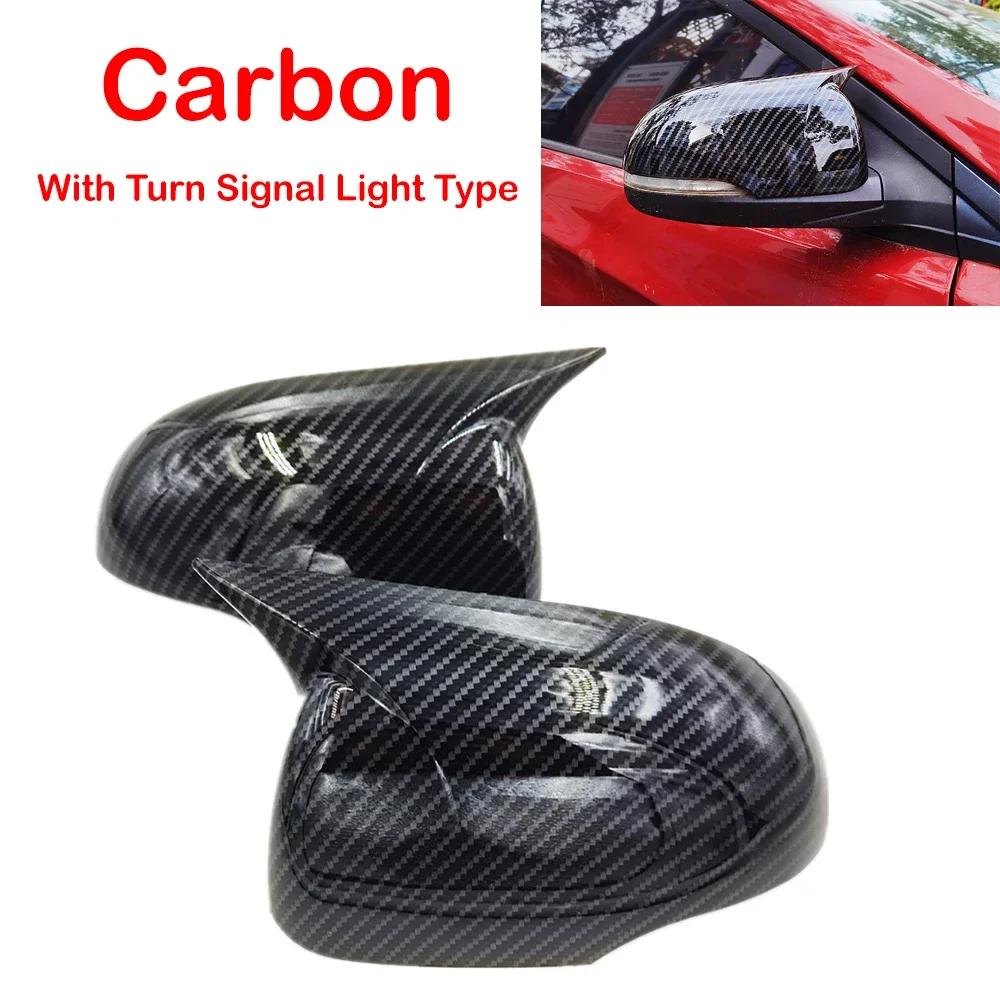 For Hyundai I20 2008-2014 OX Horn Rearview Mirror Cap Side Mirror Cover Exterior Sticker Wing Trim Car Accessories With/No Light
