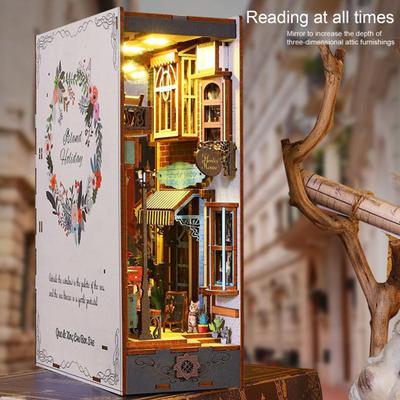 1 Set Book Nook Dollhouse Authentic Restoration Richly Structured Decoration Wood 3D Holiday Sea Island Booknook Model Dollhouse Accessories