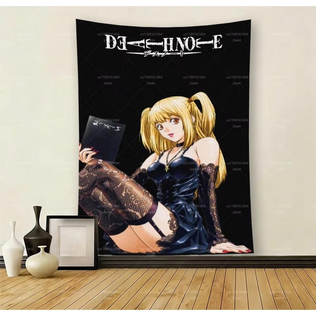 Anime DN L M Misa Amane Wall Tapestry Cartoon Home Decor Wall Hanging Bedroom Background Cloth Room Decor Flat Print
