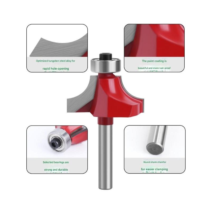 1/4inch Shank Bearing Corner Round Router Bit Trimming Cutter Trimming Machine Milling Cutter Woodworking Accessories