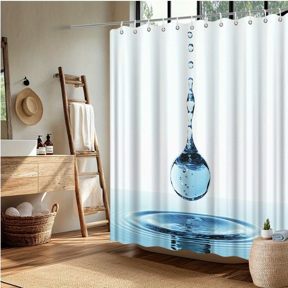 Realistic Water Droplet Splash Shower Curtain, Fade-Resistant Polyester,  Machine Washable, Stylish Bath Decor