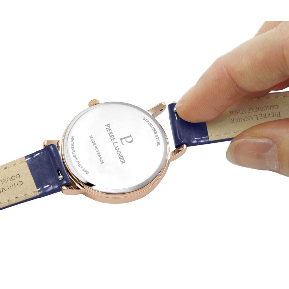 Pierre Lannier Watch Eolia Collection Leather Strap P039L966 Navy Women's [Official Import]
