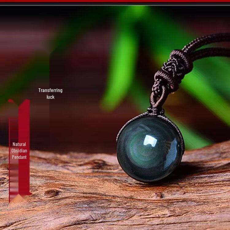 

Натуральный Радужный Обсидиан Золотой Круглый Кулон Ожерелье для Женщин