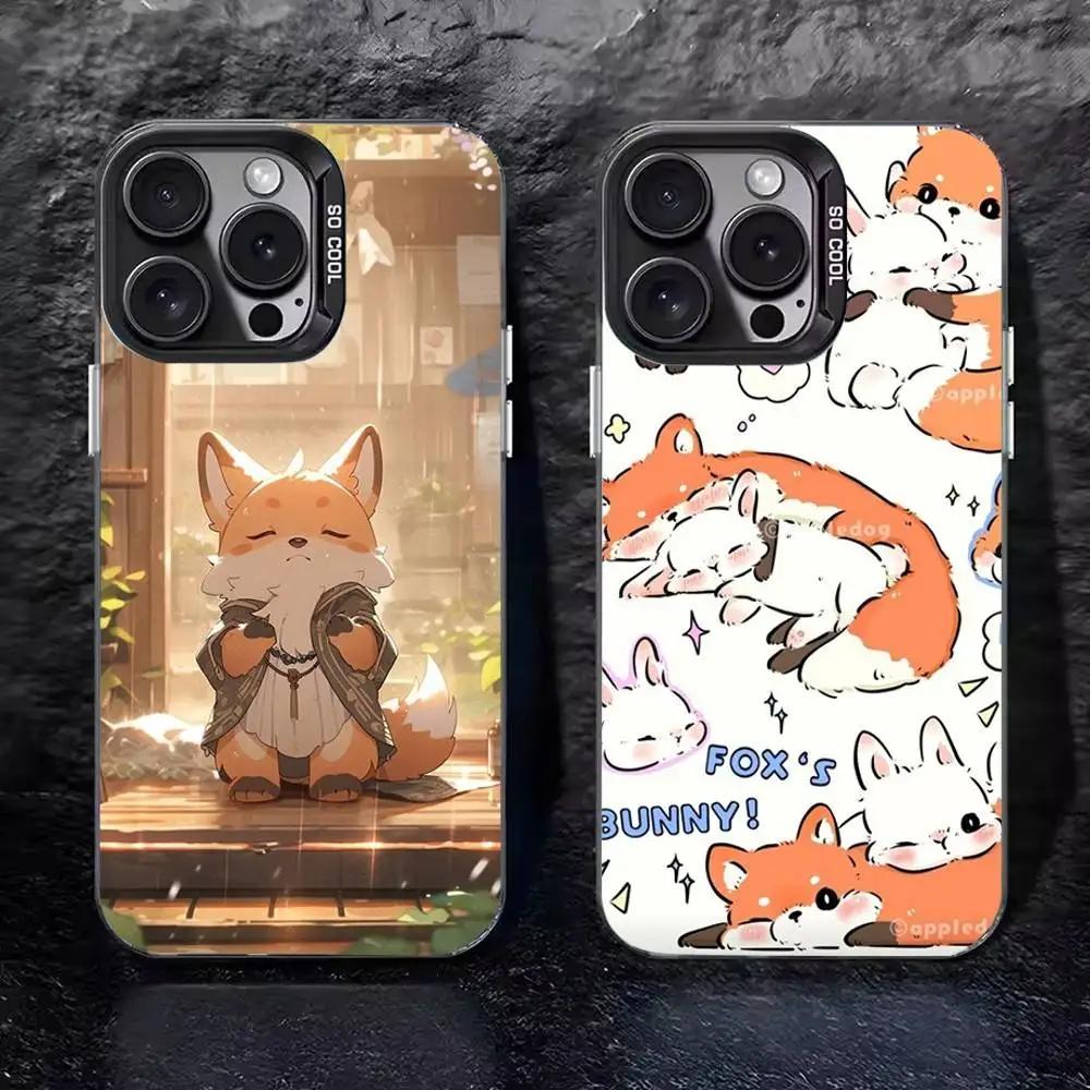 Cartoon Animals Bear Fox Phone Case For iPhone 17 16 15 14 13 12 11 Pro Max XS Max 7 8 Plus Shockproof Silicone Matte Cover