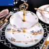 European Style Ceramic Double Layered Tray Fruit And Candy Plate Afternoon Tea Cake Stand Three Tier Dessert Holder Serving Tray