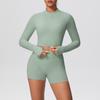 High-Waisted Hip-Lift Sports Shorts & Zip Jacket Yoga Set - Nude Feel for Casual Run & Fitness