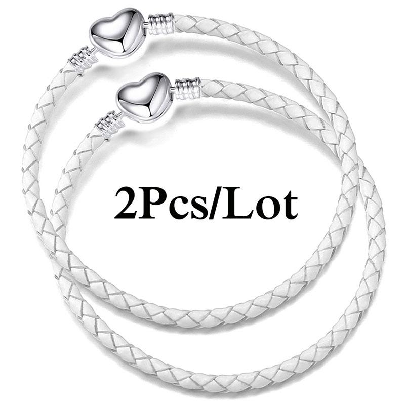 2 szt./partia Specjalna Oferta Skórzane Bransoletki Łańcuszkowe Pasują do Ręcznie Robionych Koralików Bransoletki z Charmsami Dla Par Pulsera Biżuteria Dla Kobiet Mężczyzn Hurtownia