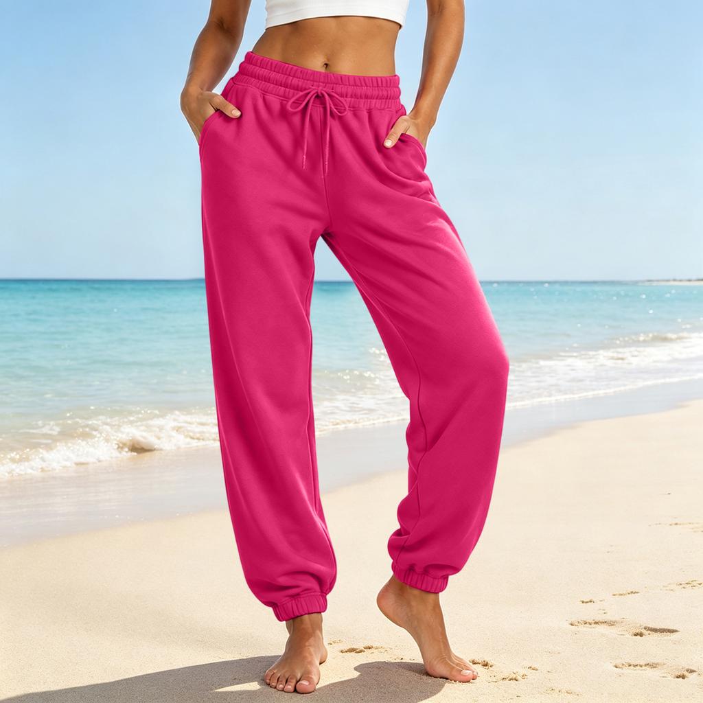 Pantalones Jogger Casuales para Mujer con Bolsillos, Color Pantalones Sueltos con Puños
