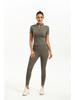 European & American Solid Color Yoga Two-Piece Set: Short Sleeve Top & Nine-Point Pants