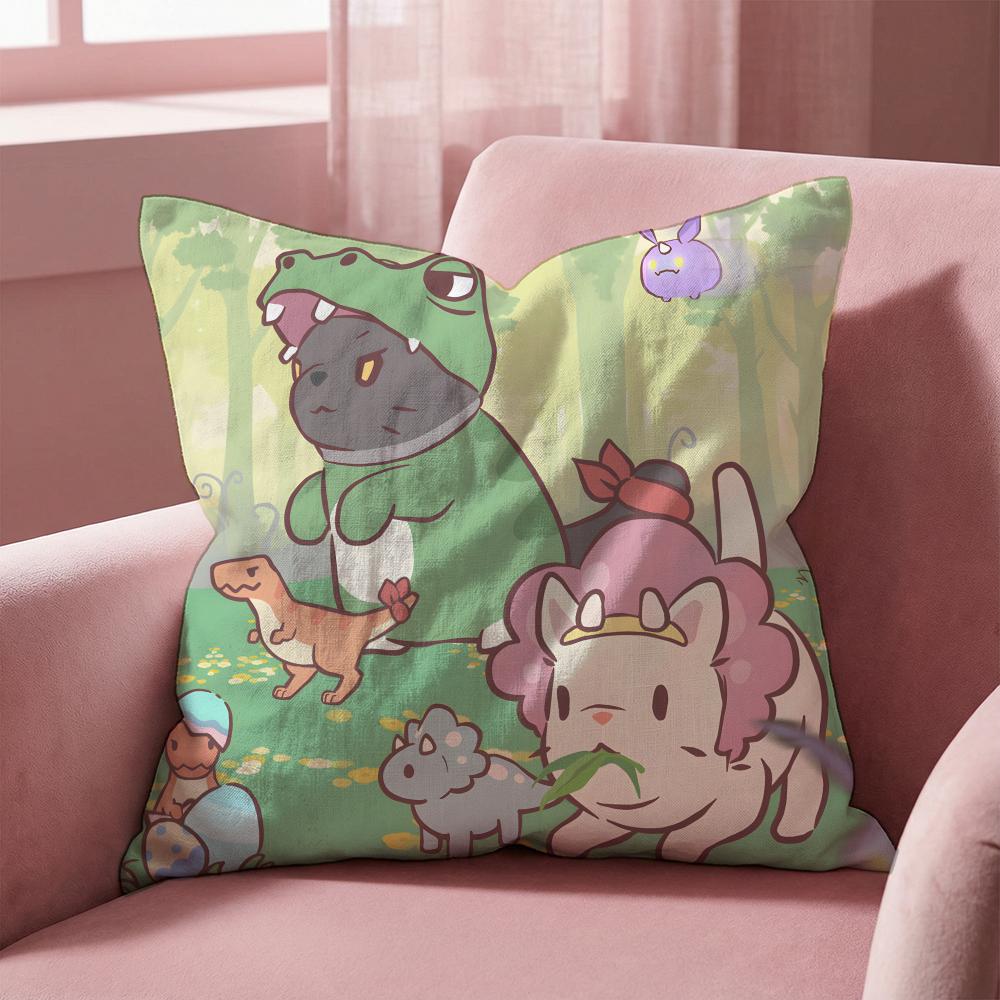 Cats & Soup Cushion Cover Multi-Scene Pillow Cover for Home & Car - Reversible, Soft & Durable for Daily Use