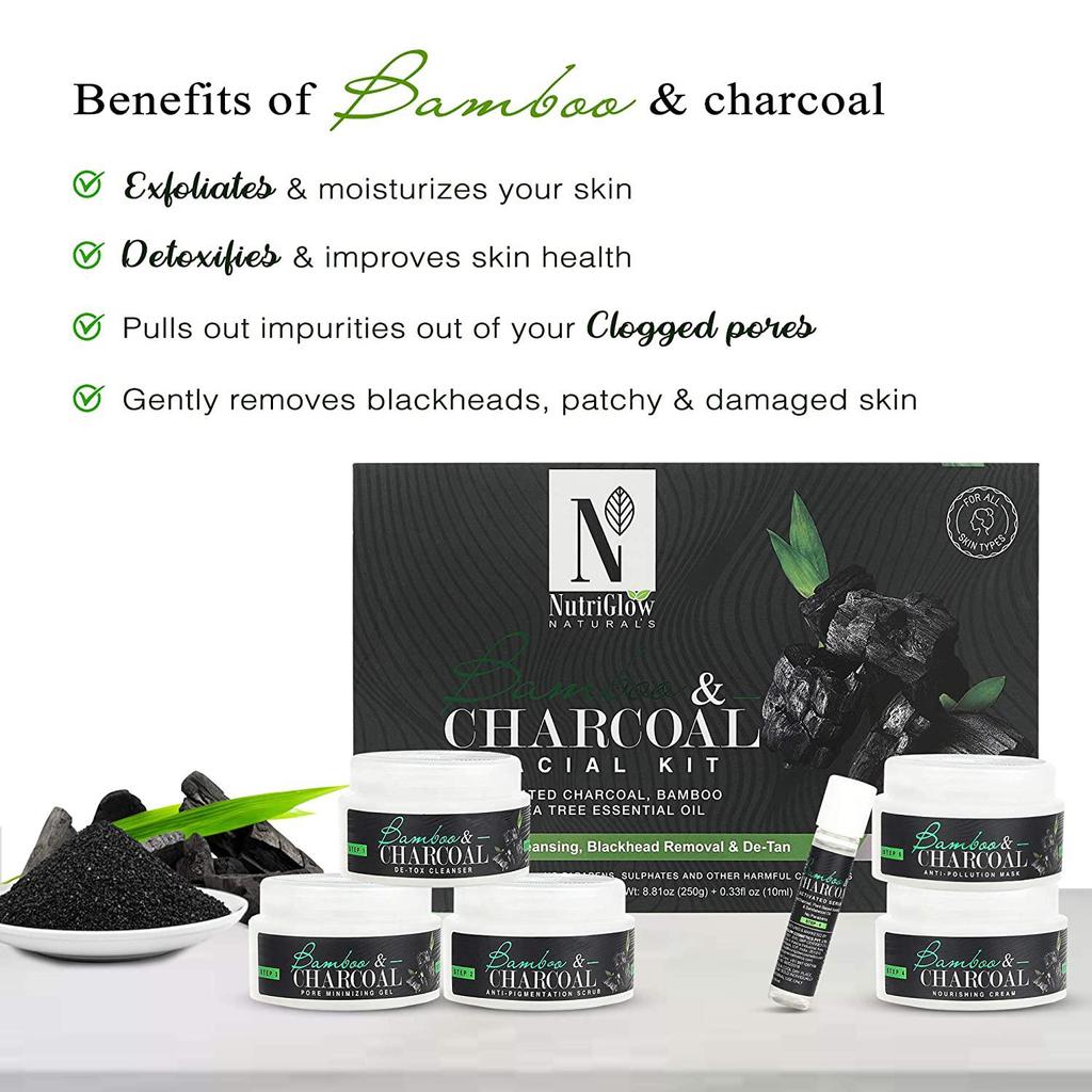 Das Bambus- und Aktivkohle-Gesichtsset von NutriGlow Natural (8,8 Unzen +  0,3 Fl Unzen)  zu niedrigen Preisen im Onlineshop Joom kaufen