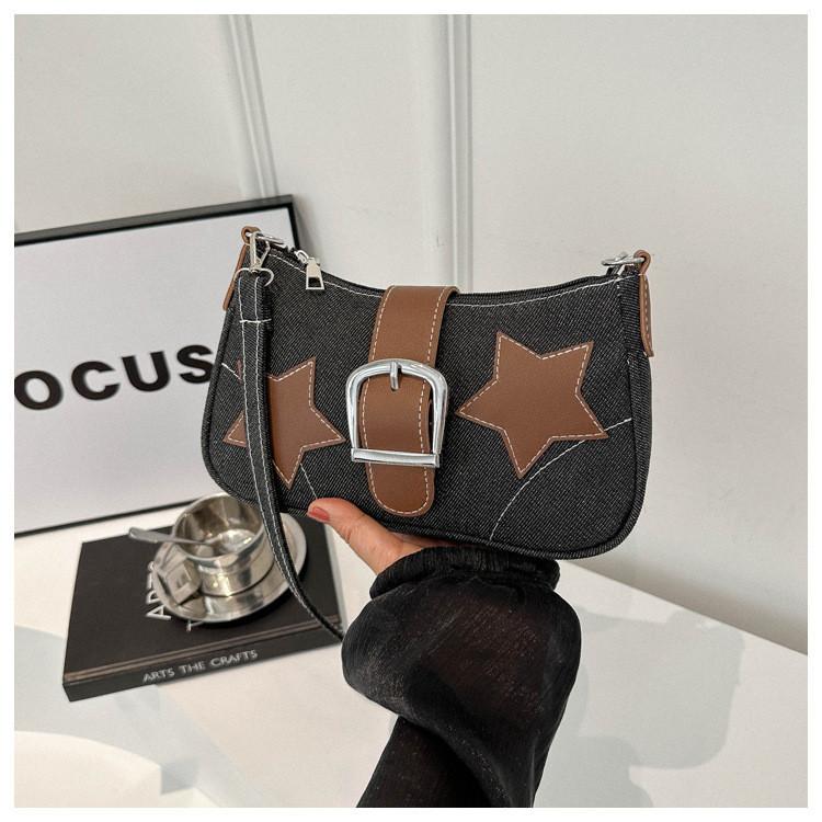 Модная джинсовая сумка через плечо в уличном стиле с нейлоновой подкладкой и магнитной застежкой чёрный