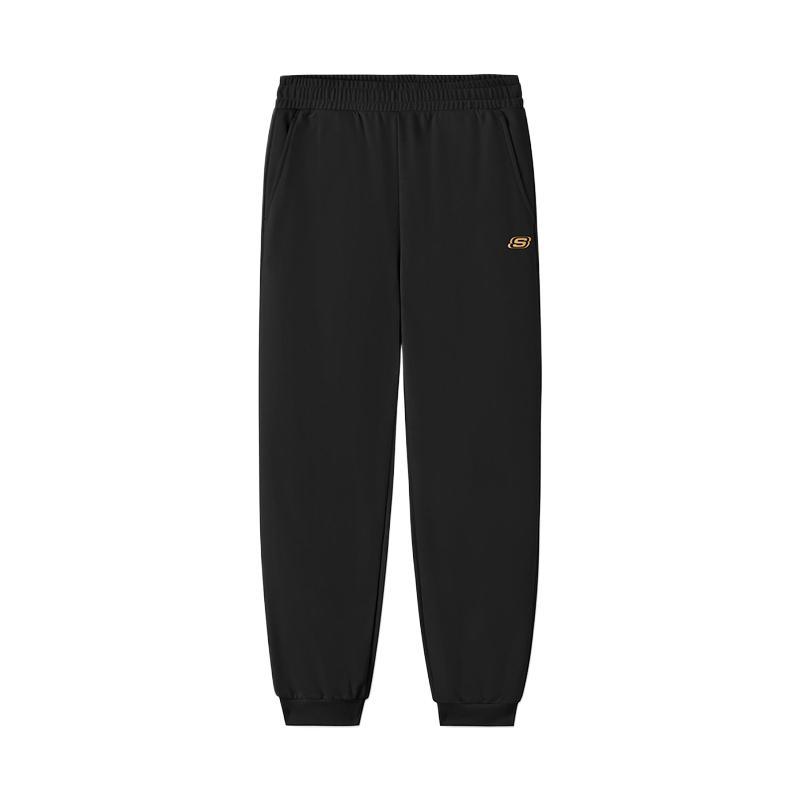 Skechers Elastic Waist Solid Color Cuffed Knit Sports Pants Women bottoms L325W117-0018 S