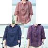 Vintage Floral Print Polo Neck Shirt For Women Summer Casual Loose Fit Blouse