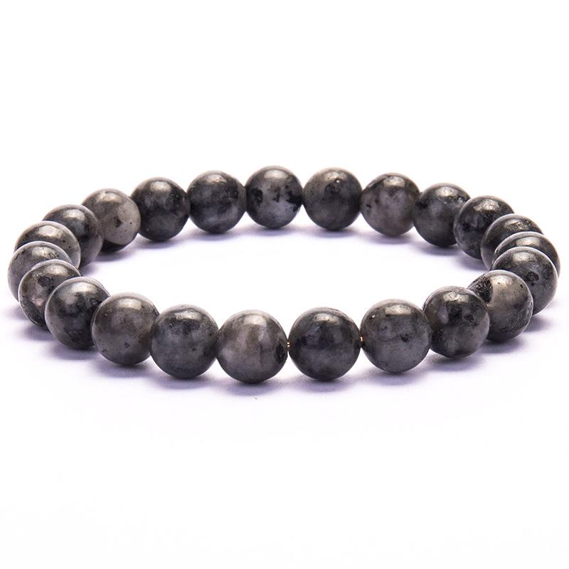 New European & American Style Cross Bracelet, 8MM Natural Stone Beaded Fashion Accessory