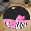 1pc Zebra Print Heart Round Chair Mat Area Rug - Non-Slip, Floor Mat for Office, Bedroom, and Indoor Decor C1118003