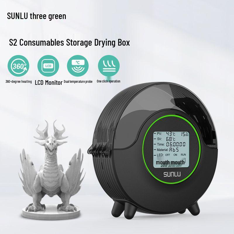 SUNLU 3D Printing Filament Dryer Box - Green, Moisture & Dust-proof Storage with Continuous Heating