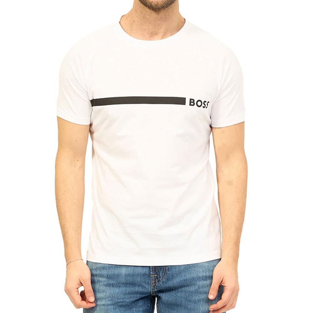 HUGO BOSS T-Shirts Men's White Crew Neck Moderate Straight Fit 50517970-100