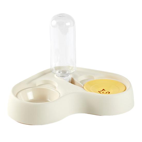 Cat Feeder Food Grade Stainless Steel Bowl Pet Feeder with Automatic Water Refill Dual Zone Design Cat Food Water Combo