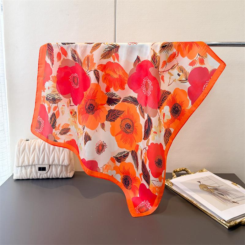 Luxury Print Satin Silk Square Scarf for Women Shawl Hijab Neckerchief Female Hair Ribbon Headband Fashion Wrap Bandana 2026 New